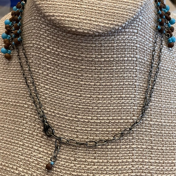 Very cool wood an bead necklace Artisan made 17” adjust boho hippie just cool! - Picture 3 of 8